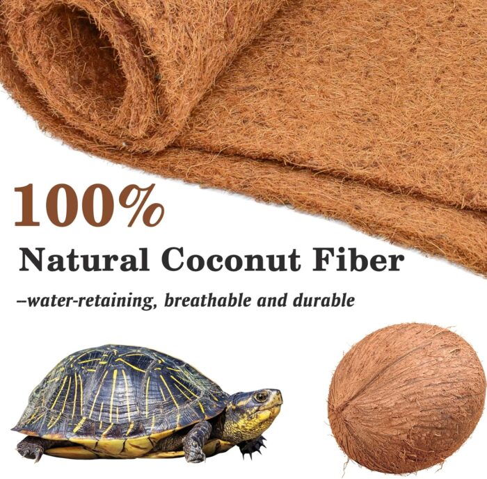 ZeeDix 3 Rolls Coconut Fiber Reptile Substrate Mat, 16 x 36 inches Natural Coco Mat Reptile Carpet Coco Fiber Liner Turtle Bedding Reptile Terrarium Liner for Lizard Snake Turtle Gecko Bearded Dragon - Image 4