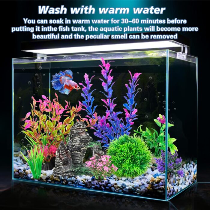 Ameliade Aquarium Artificial Plastic Plants Decorations and Rock Cave Decor Set Goldfish Betta Fish Tank Accessories Small Large Fish Bowl Ornaments - Image 7