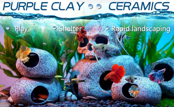 Aquarium Decorations Cave Fish Tank Accessories Rock Decor for Shrimp Cichlid Hiding Breeding Small Fish Bowl Hide Decoration Betta Toys Hideout Stones House（Medium） - Image 6