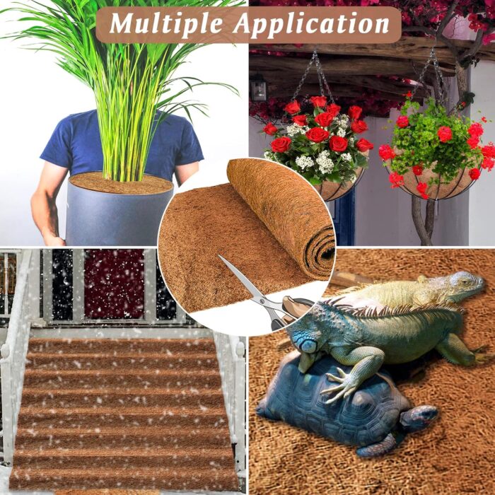 ZeeDix 3 Rolls Coconut Fiber Reptile Substrate Mat, 16 x 36 inches Natural Coco Mat Reptile Carpet Coco Fiber Liner Turtle Bedding Reptile Terrarium Liner for Lizard Snake Turtle Gecko Bearded Dragon - Image 5