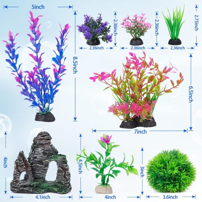 Ameliade Aquarium Artificial Plastic Plants Decorations and Rock Cave Decor Set Goldfish Betta Fish Tank Accessories Small Large Fish Bowl Ornaments - Image 4