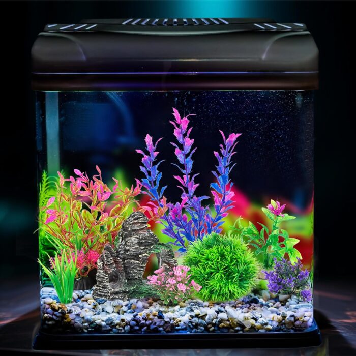 Ameliade Aquarium Artificial Plastic Plants Decorations and Rock Cave Decor Set Goldfish Betta Fish Tank Accessories Small Large Fish Bowl Ornaments - Image 5