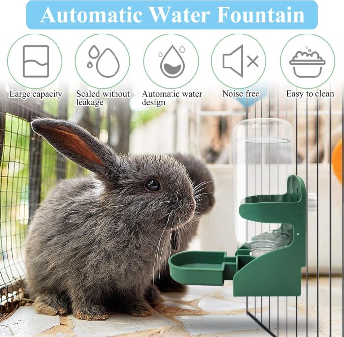 kathson Rabbit Water Dispenser for Cage 17 Oz Hanging Guinea Pig Water Bottle No Drip Gravity Automatic Bunny Water Bottle No Leak Small Animal Water Bottle for Chinchilla Ferret Hamster(Green - Image 4