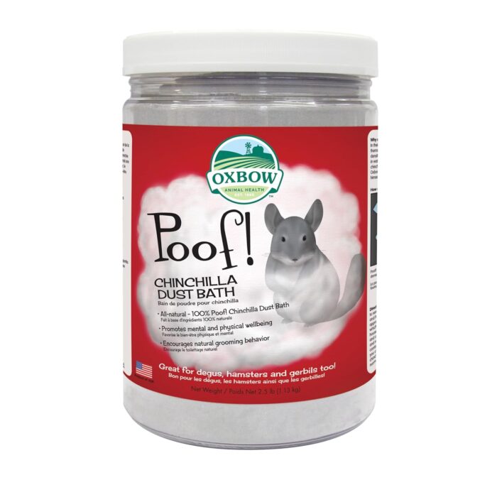 Oxbow POOF! Natural Dust Bath for Small Pets – 100% Blue Beauty Dusting Powder for Chinchillas, Gerbils, Degus, and Hamsters – Grooming Dust for Healthy Coats – 2.5 lb Jar