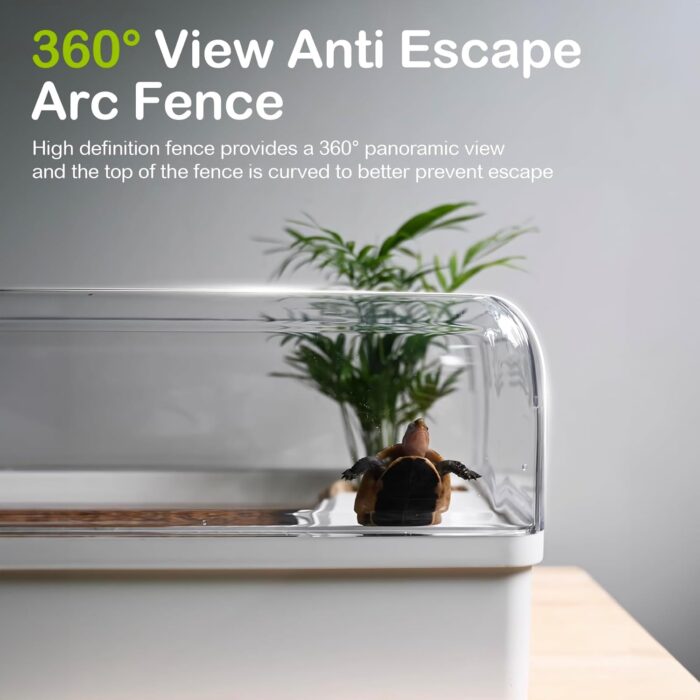 Turtle Tank Habitat Kit,Aquatic Tortoise Enclosure Starter Aquarium with Multi-Function Area,Hideout,UV Basking Platform Light,Water Filter,Fish Net,Drainage,Plant for Turtle Reptile Crab - Image 2