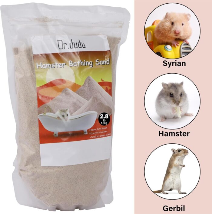 DR.DUDU Hamster Bath Sand, 2.8lb Dust Free Desert Sand or Potty Litter Sand for Hamster Chinchillas Gerbil Syrian Mice Small Animals (Beige) - Image 6