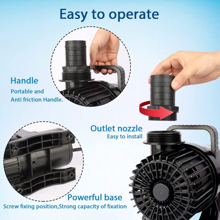 (3200GPH-175W,UL listed) High Flow Large Fountain Submersible Water Pond Sump Pump Aquarium Electric Waterfall Pump Outdoor PS-3200 - Image 7