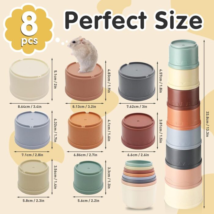 8 Pcs Stacking Cups for Rabbits, Colorful Bunny Toys for Rabbits and Small Animals, Nesting Rabbit Toys of Different Sizes, Bunny Stacking Cups for Hiding Food and Playing - Image 6