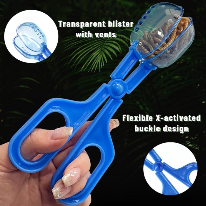 ZLY 3 Pack Reptile Feeding Clamp,Reptile Poop Scoop Reptile Feeding and Cleaning Tool,Plastic Reptile Feeding Clamp for Tortoise Lizard Frog Spider and Other Small Animals - Image 3