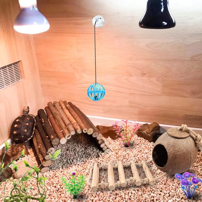 Crested Gecko Tank Accessories，Reptile Vines Plants with Coconut Shell Ladder Hideout Hermit Crab Decor for Bearded Dragon Lizard Chameleon Tortoise Snake - Image 3