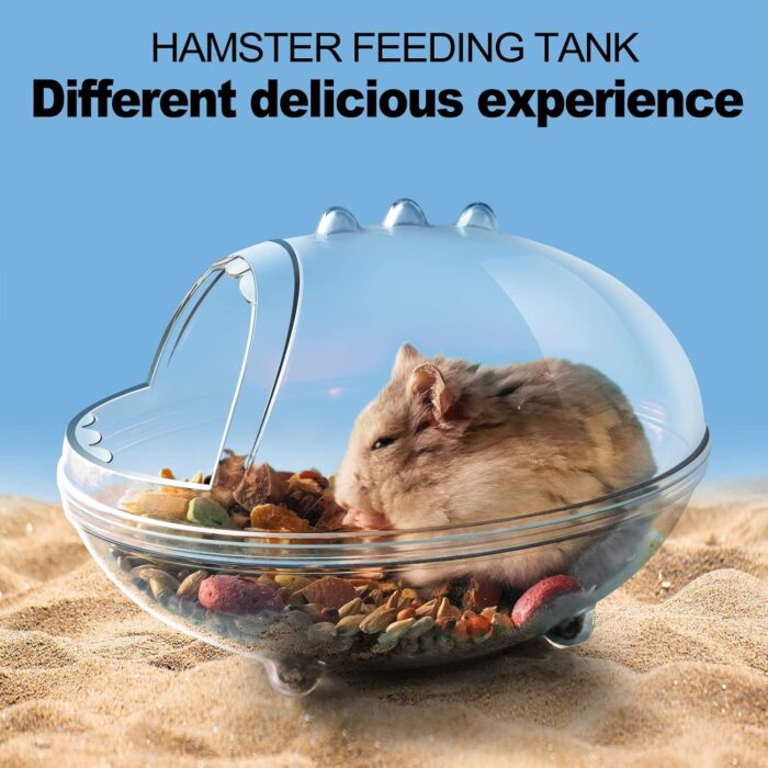 Hamster Bathroom,Hamster Bathtub Box,dust Bath for Hamster,Hamster Sand Bath Container,Hamster Bath,Hamster Bathing Bowl,Transparent Hamster Bathtub Toilet for Hamster Accessories (S) - Image 2