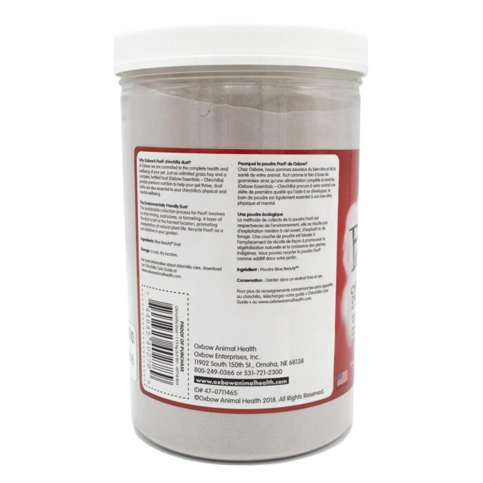 Oxbow POOF! Natural Dust Bath for Small Pets – 100% Blue Beauty Dusting Powder for Chinchillas, Gerbils, Degus, and Hamsters – Grooming Dust for Healthy Coats – 2.5 lb Jar - Image 3